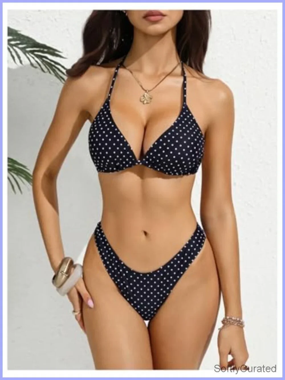Women's 4 Piece Polka Dot Bikini Set with Cover Up Skirt & Bandana